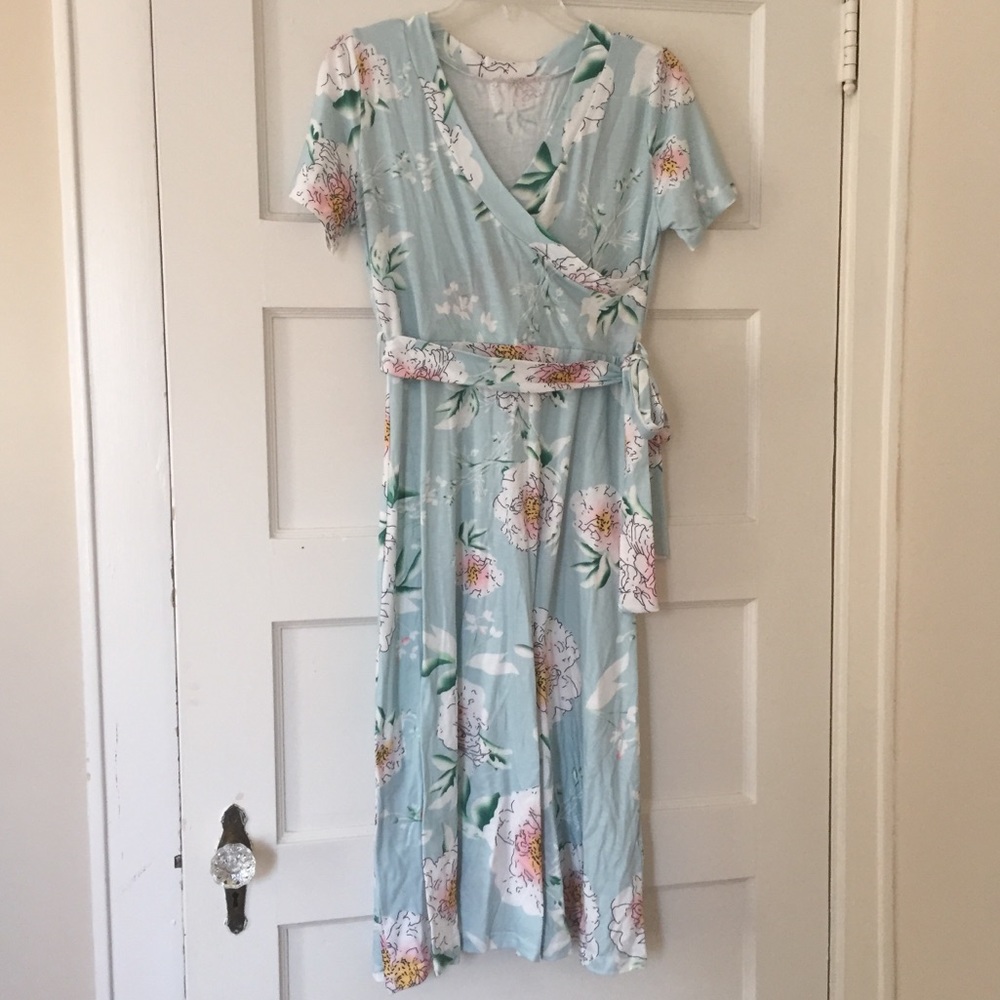 Amazon Floral Faux Wrap Midi Dress